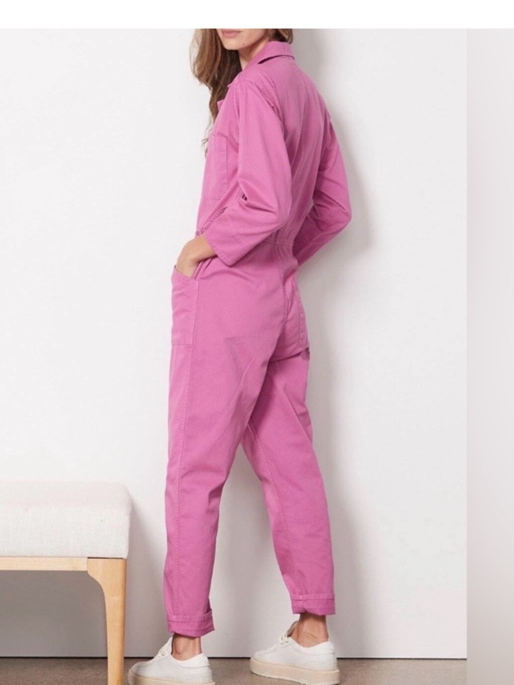 PISTOLA Tanner Pink Denim Jumpsuit Long Sleeve Field Suit Coveralls Size XS - Picture 8 of 8